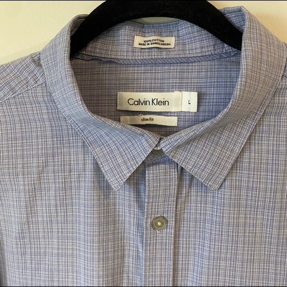 Calvin Klein Button Down Slim Fit Long Sleeved Shirt - Picture 3 of 4